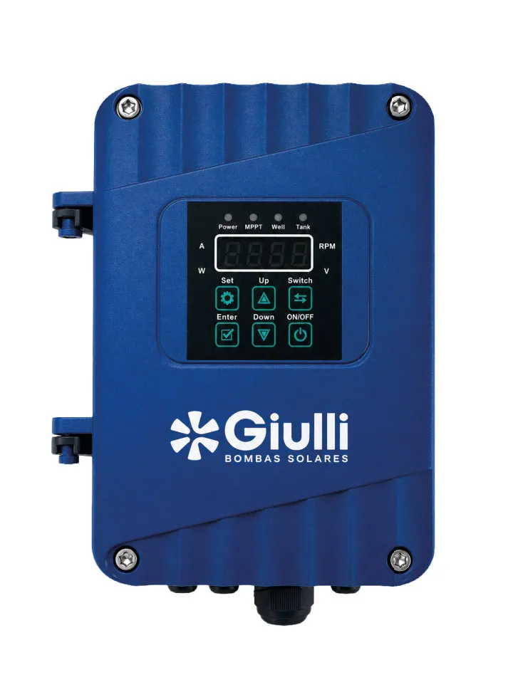 Controlador MPPT Giulli, azul, com display e teclado